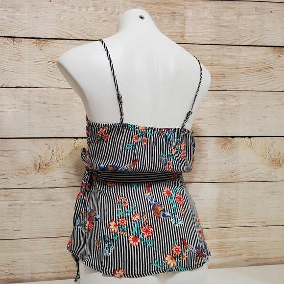NWT One Clothing Striped Floral Spaghetti Strap Blouse XS - Picture 3 of 8